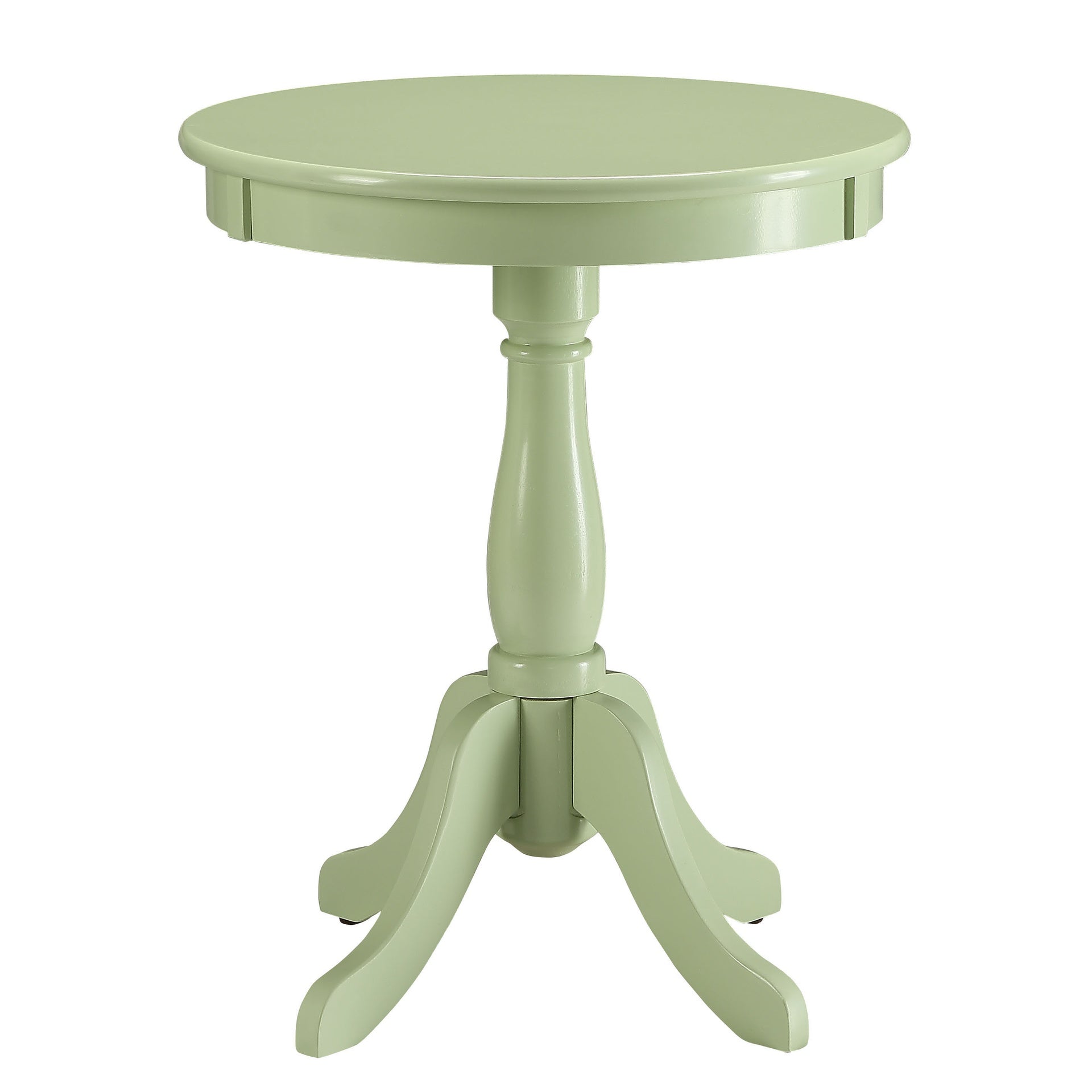 Light Green Side Table with Turned Pedestal