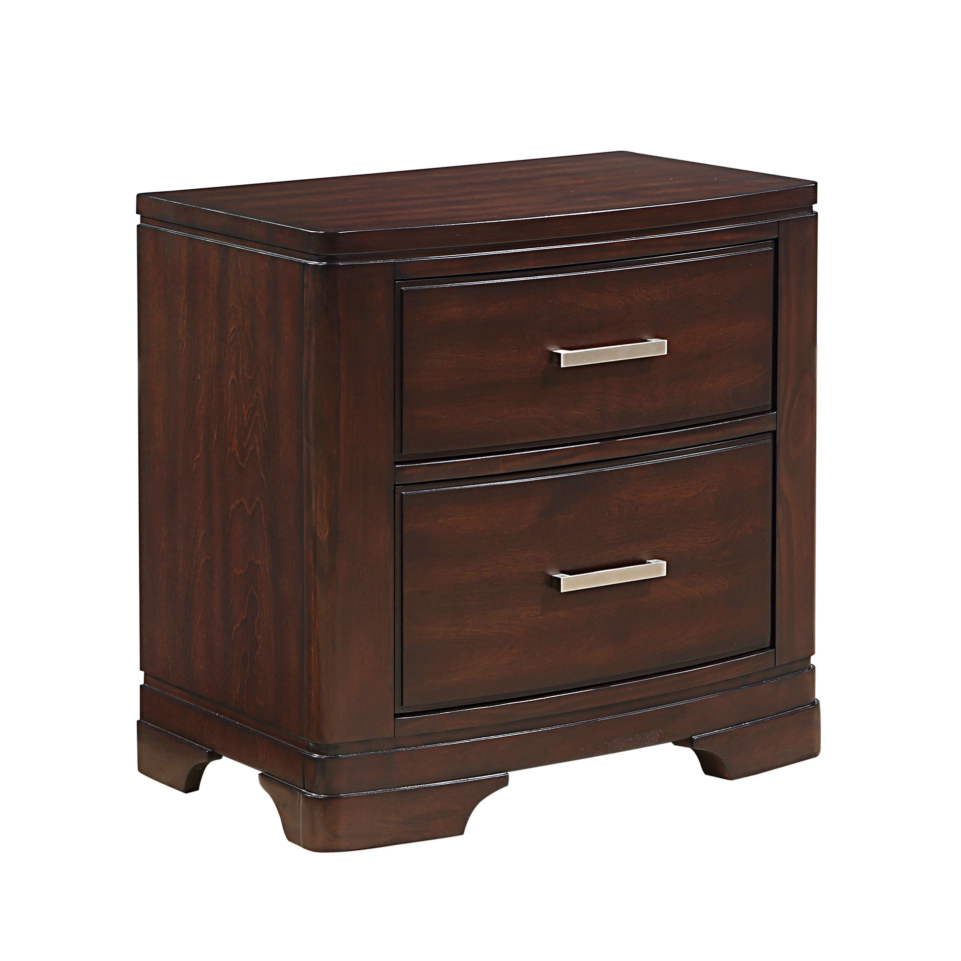 Cherry Finish Sleek Design Nightstand with Two Storage Drawers Transitional Style Bedroom Furniture 1pc