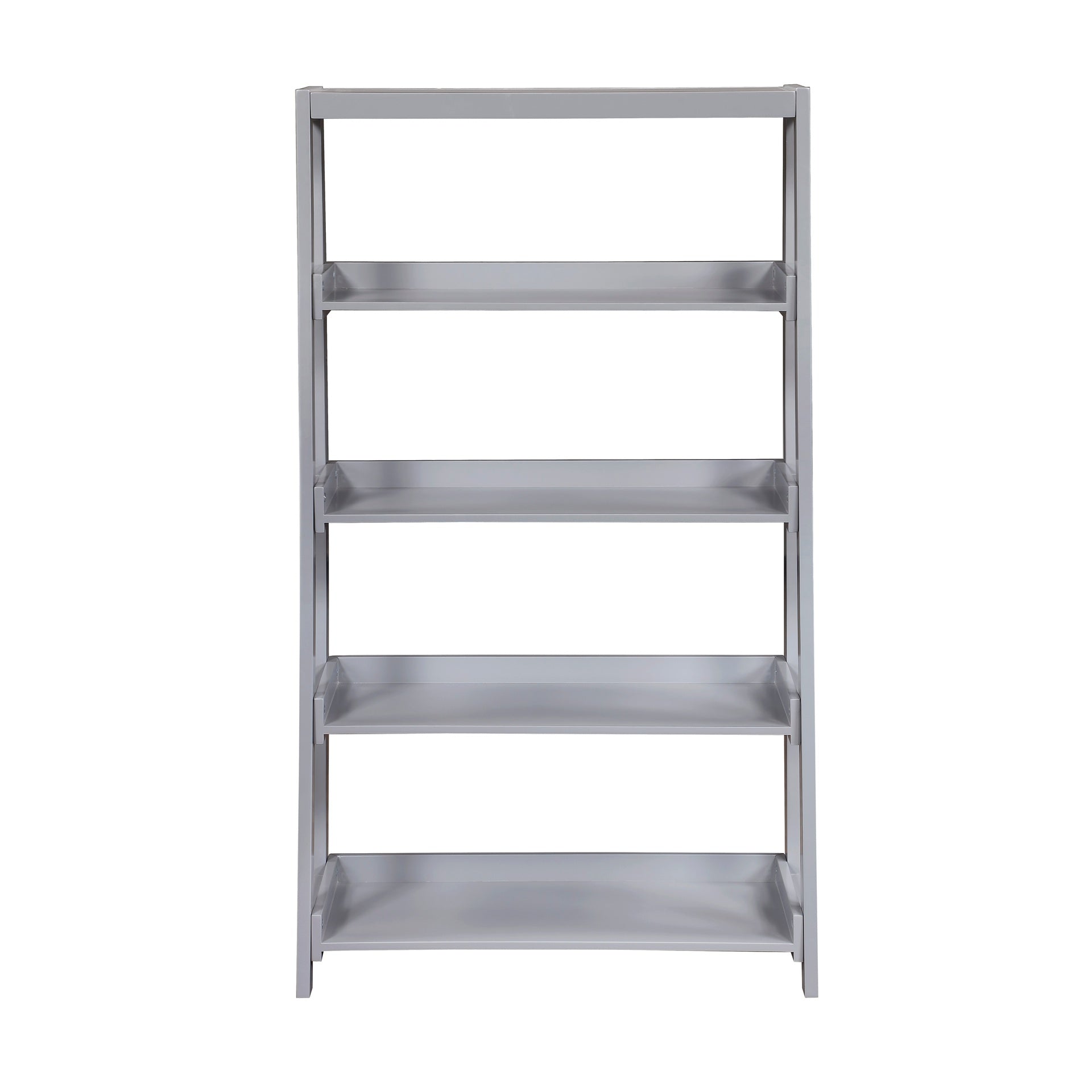 Modern Contemporary Bookcase 4-Shelves Sleek Gray Finish Wooden Furniture 1pc Vertical Storage Display Rack