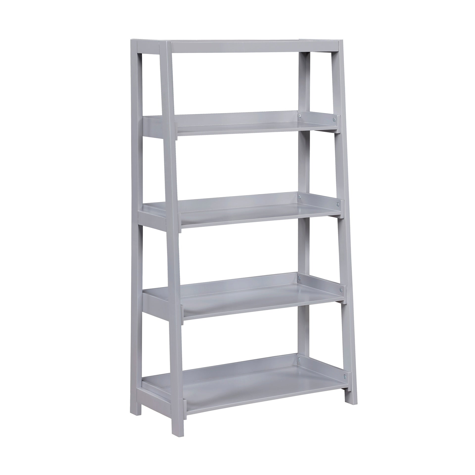 Modern Contemporary Bookcase 4-Shelves Sleek Gray Finish Wooden Furniture 1pc Vertical Storage Display Rack