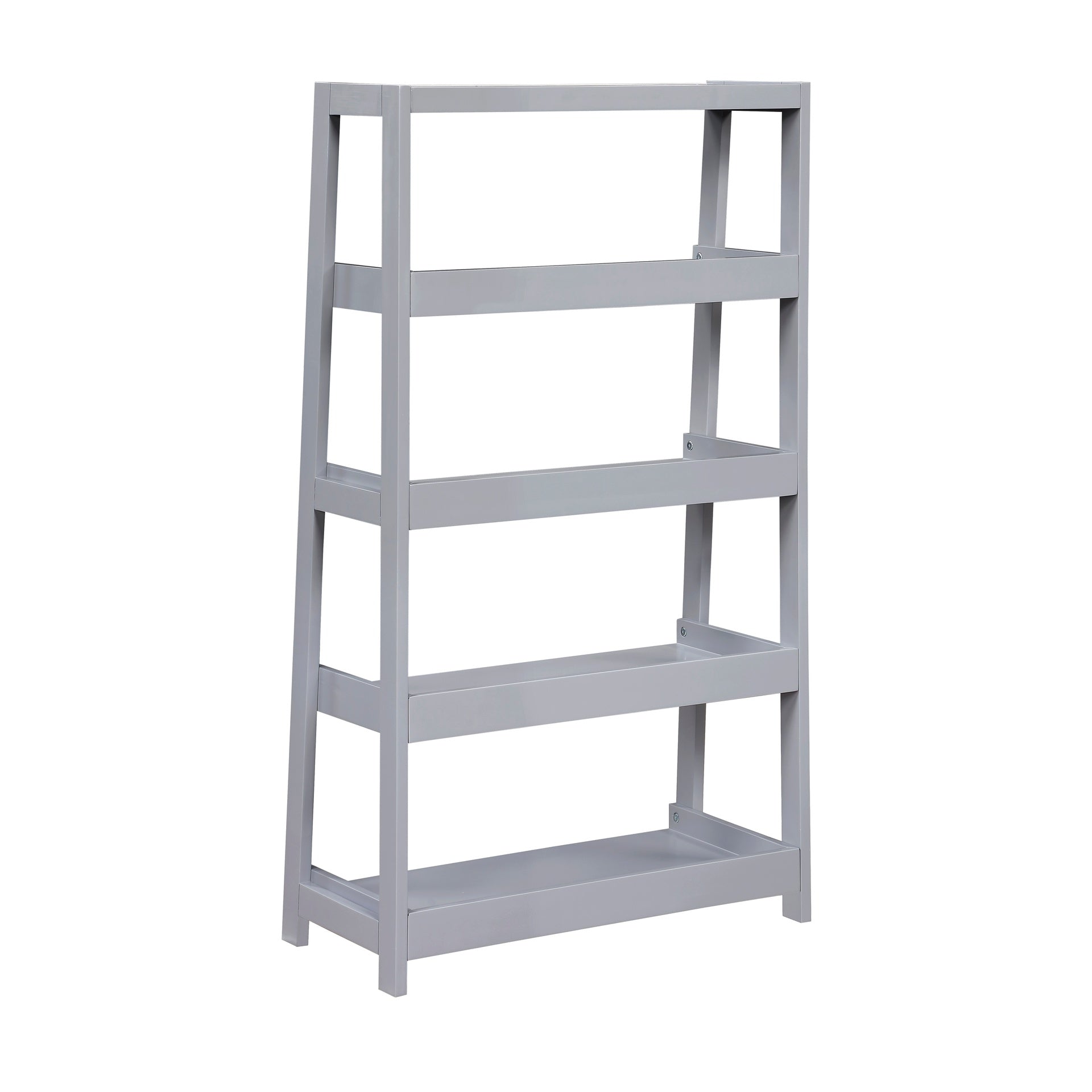 Modern Contemporary Bookcase 4-Shelves Sleek Gray Finish Wooden Furniture 1pc Vertical Storage Display Rack