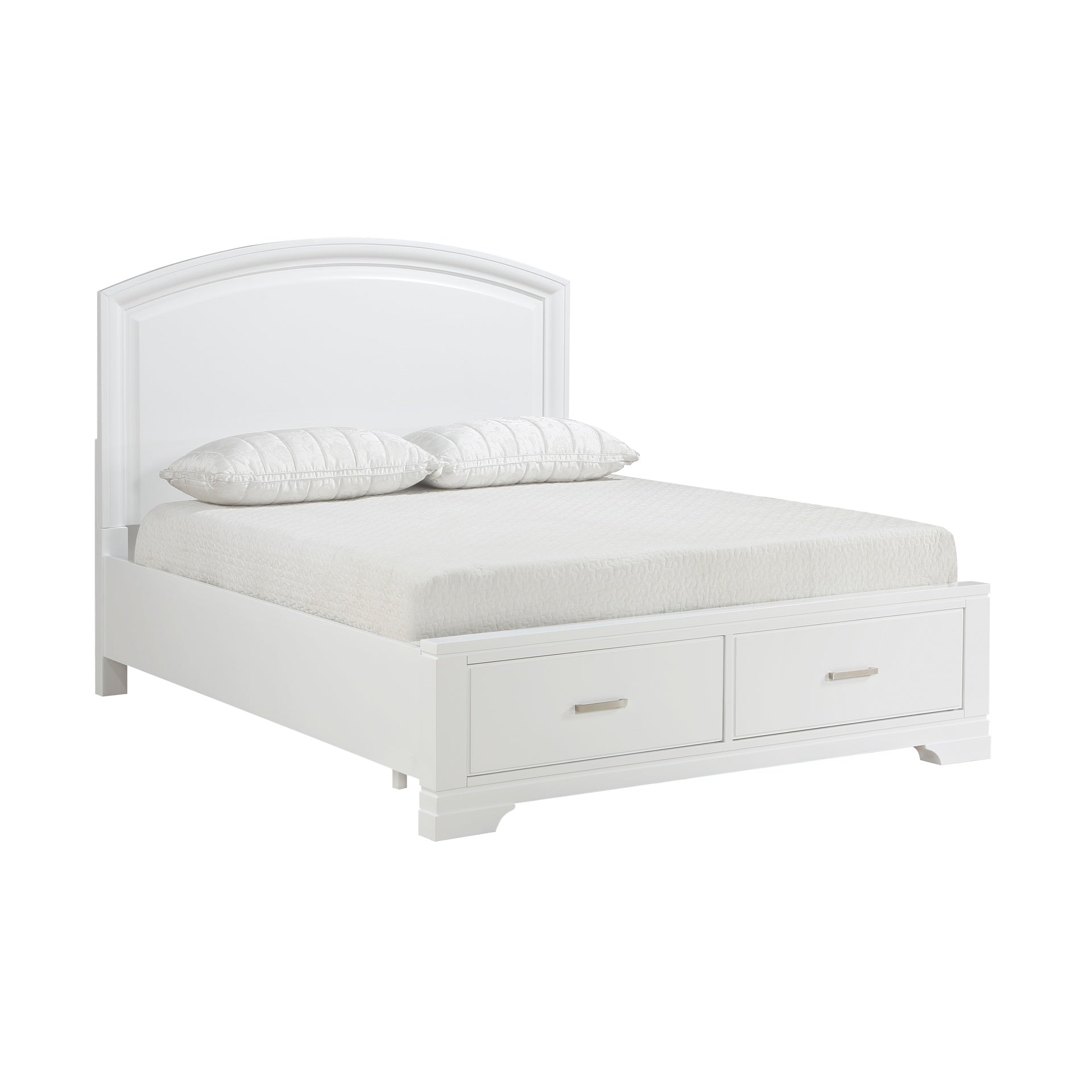 Modern White Finish Queen Platform Bed with Footboard Storage Transitional Bedroom Furniture 1pc
