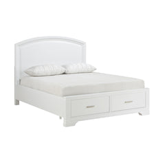Modern White Finish Queen Platform Bed with Footboard Storage Transitional Bedroom Furniture 1pc