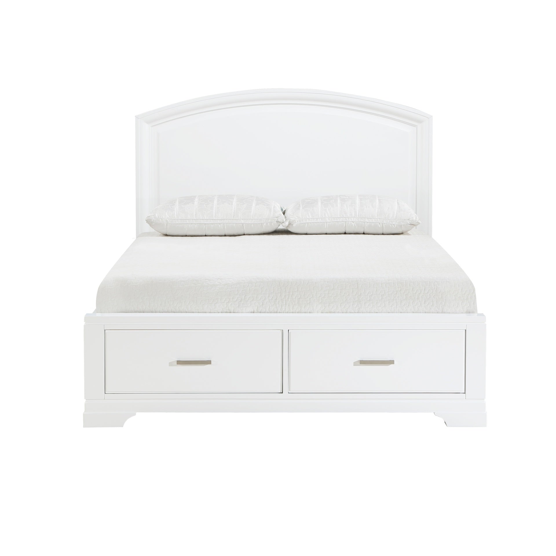Modern White Finish Queen Platform Bed with Footboard Storage Transitional Bedroom Furniture 1pc