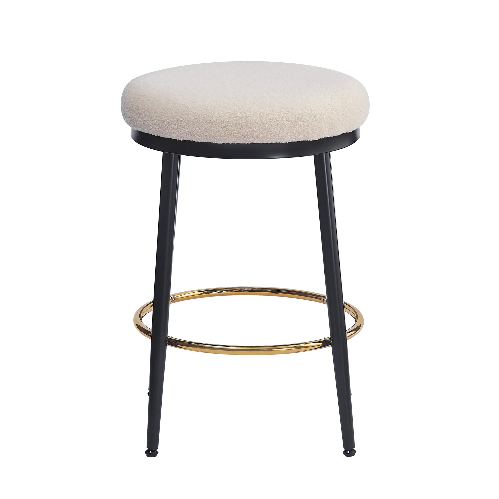 24.75'' Modern Counter Stools Set of 4,White Counter Stools with iron Frame,Sponge cushion,Footrest,suitable for Kitchen/Bedroom/Dining Room.