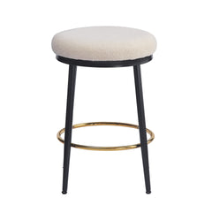24.75'' Modern Counter Stools Set of 4,White Counter Stools with iron Frame,Sponge cushion,Footrest,suitable for Kitchen/Bedroom/Dining Room.
