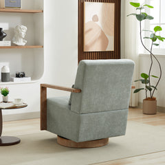 29.72"W Swivel Modern Upholstered Accent Chair with Solid Wood Armrests and 360 Degree Comfy Lounge Reading Chair, Side Armchair for Hotel, Bedroom, Living Room, Office, and Nursery Room,Pale Green