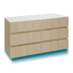 Fluted 6 Drawers Dresser ,Double Dresser Chest of Drawers, 47.24" Modern Chest of Drawers with LED ,Drawer Organizer for Bedroom, Living Room, Hallway