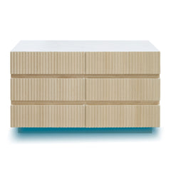 Fluted 6 Drawers Dresser ,Double Dresser Chest of Drawers, 47.24" Modern Chest of Drawers with LED ,Drawer Organizer for Bedroom, Living Room, Hallway