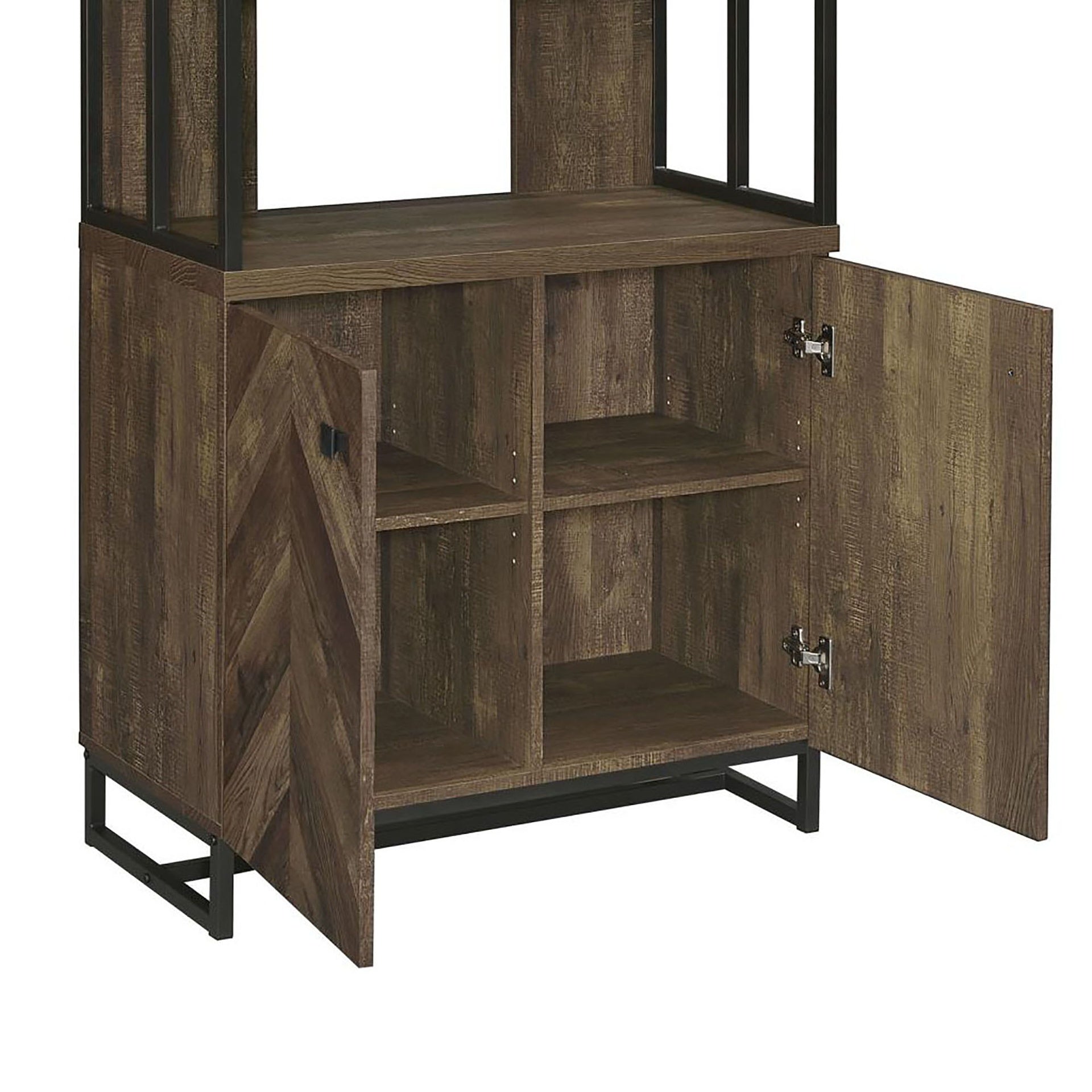 Rustic Oak Herringbone 2-Door Bookcase