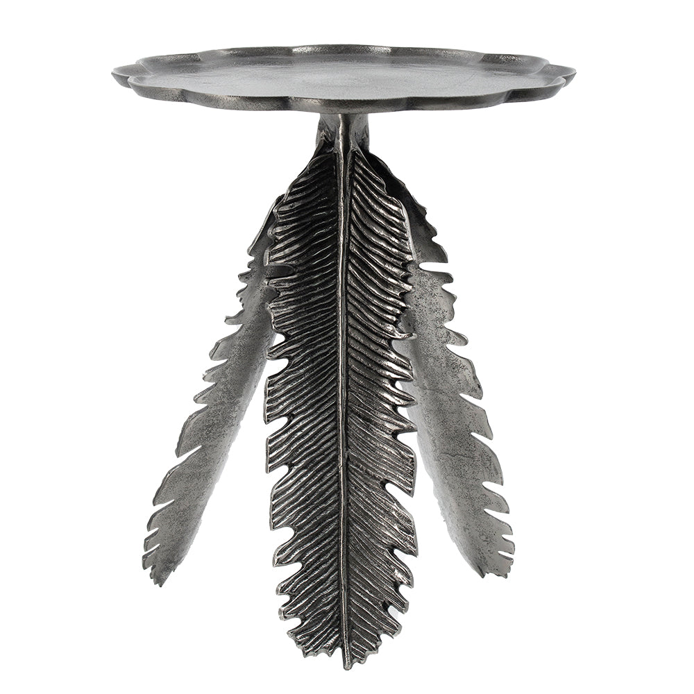 16.9x16.9x19.7 Leaf Side Table, Silver Antique Finish