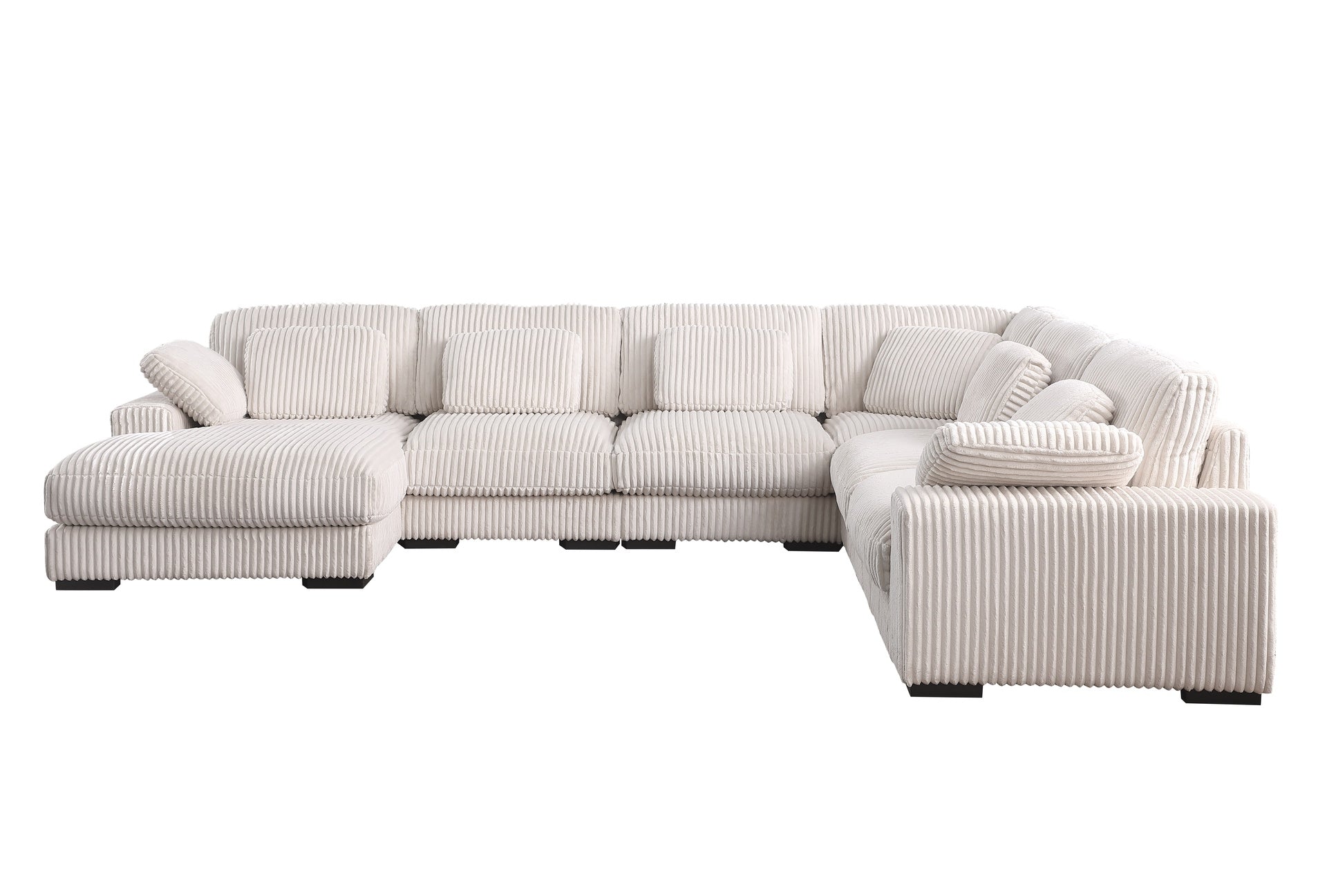 Nadine 155.5"W Beige Corduroy Modular Corner Sectional Sofa with Left-Facing Chaise