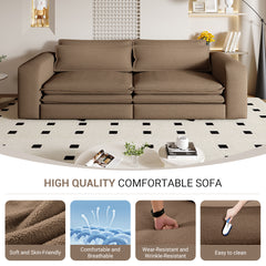 93" King Size Sleeper Sofa Bed, Pull Out Sofa Bed, 3 in 1 Convertible Sleeper Sofa, Chaise Lounge,3 Seat Teddy Couch with 2 Lumbar Pillows for Living Room,Studies