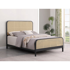 Randall Black Open Cane Webbing Metal Queen Bed