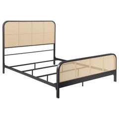 Randall Black Open Cane Webbing Metal Queen Bed