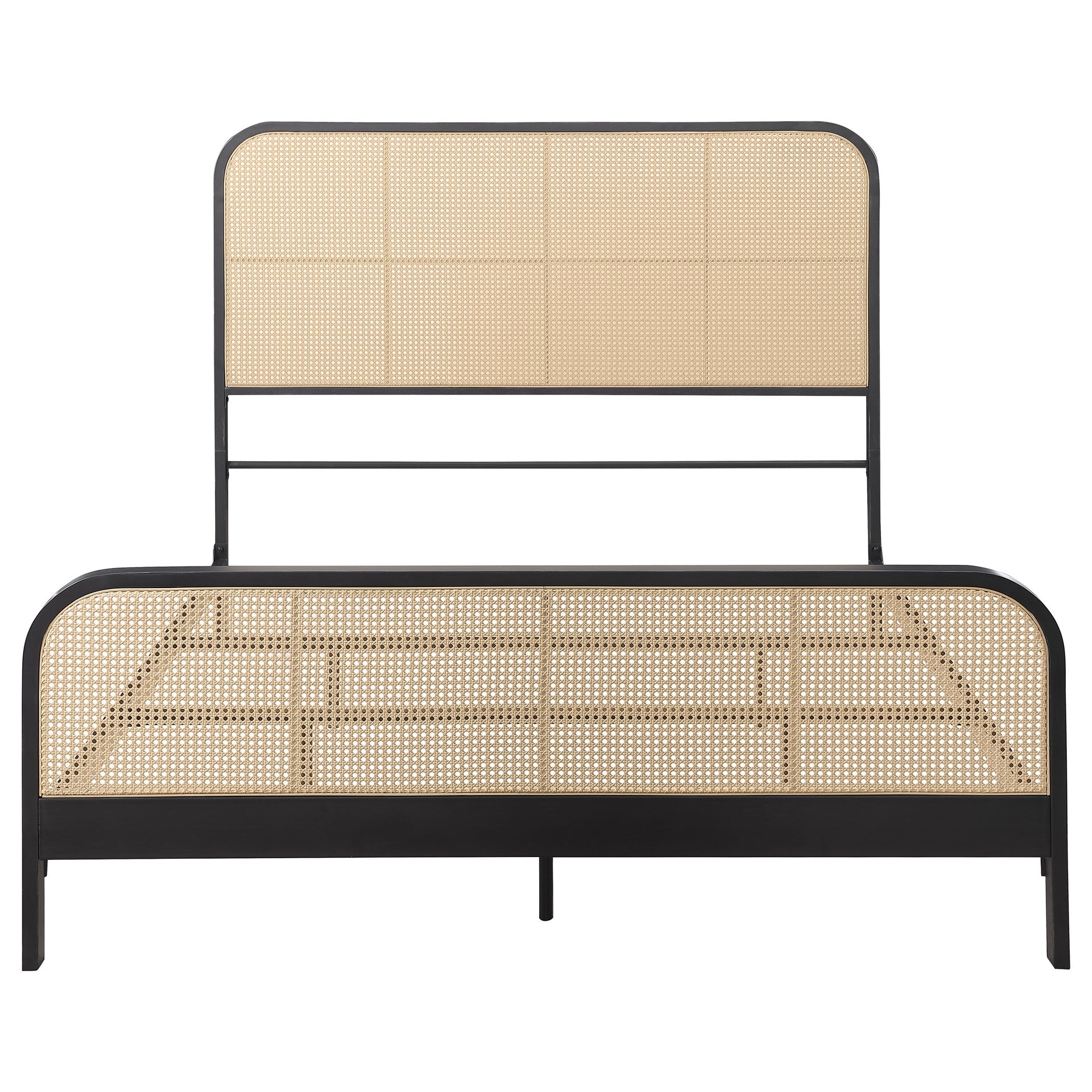 Randall Black Open Cane Webbing Metal Queen Bed