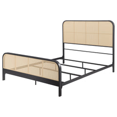 Randall Black Open Cane Webbing Metal Queen Bed