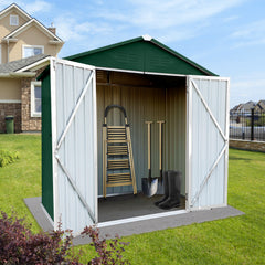 Outdoor storage sheds 6FTx4FT Apex roof Green+White