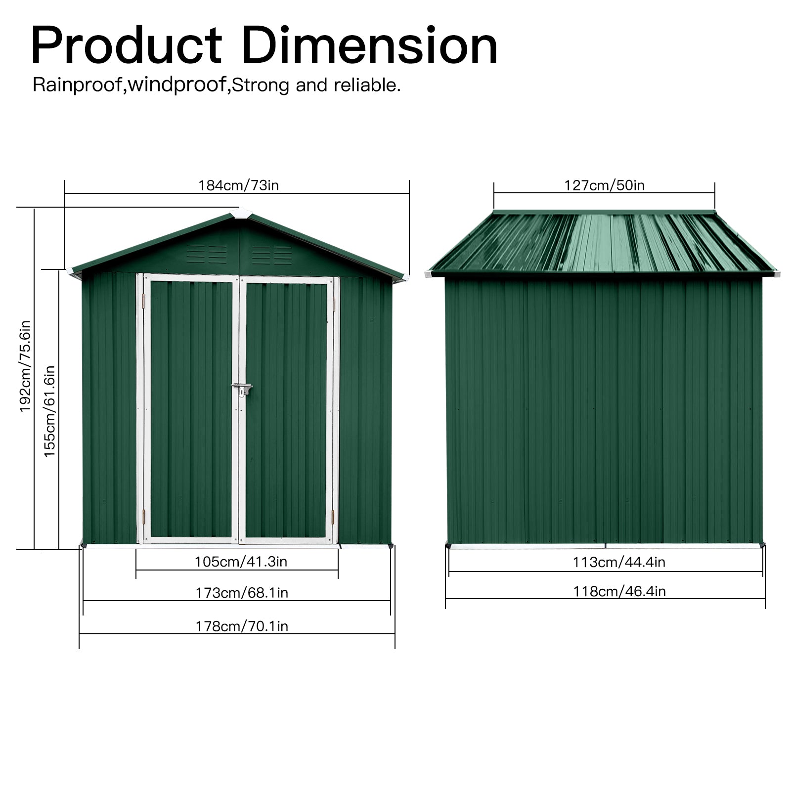 Outdoor storage sheds 6FTx4FT Apex roof Green+White