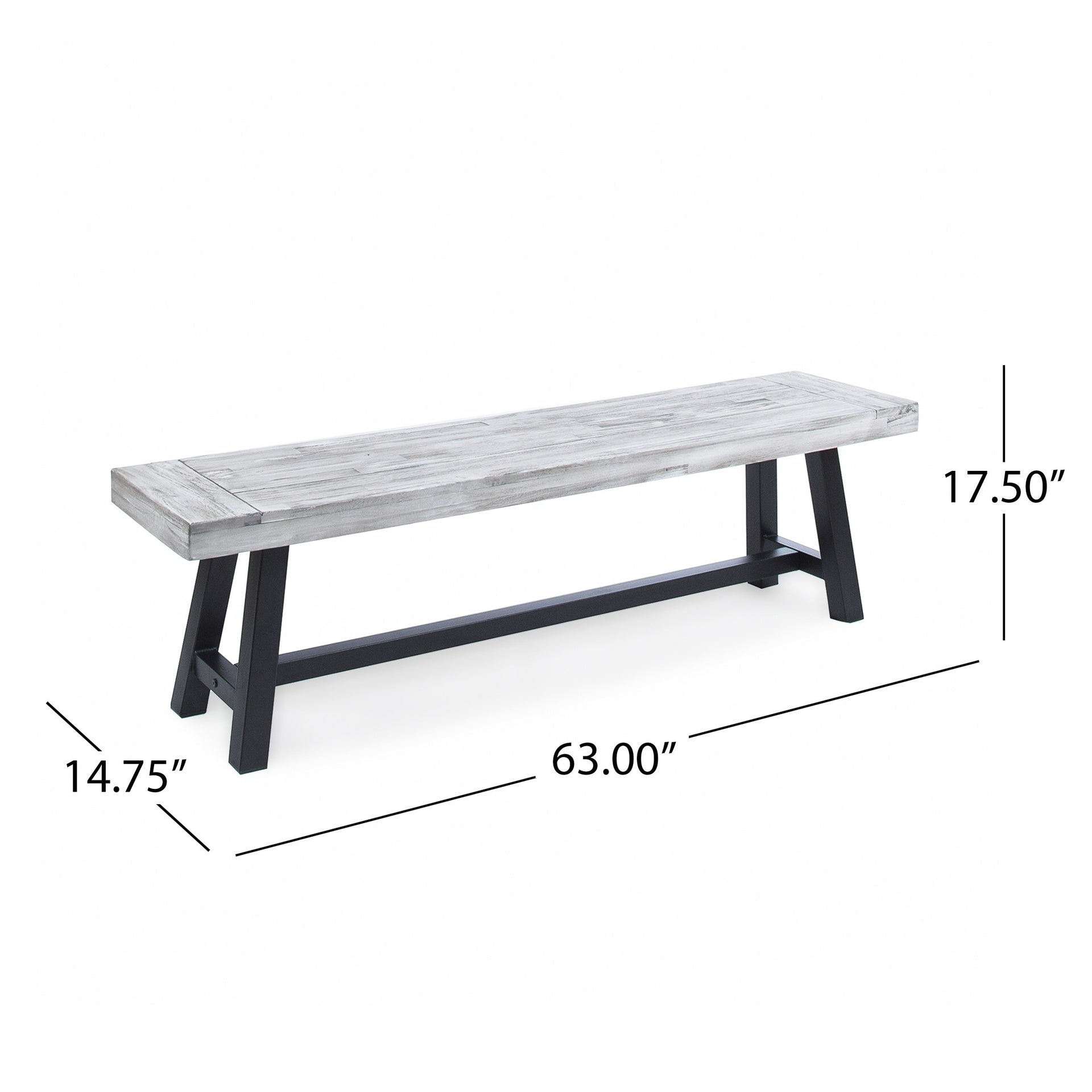 Outdoor Carlisle Benches, Sandblasted Light Gray + Black(Set of 2)