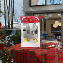 Commercial Popcorn MAKER Machine, 12 Ounce Kettle Stainless Steel Popcorn Maker with Tempered Glass, Warming Deck, 850W Countertop Popcorn Popper for Parties, Events, and Home Theater, red