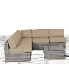 Fully Assembled 6-Piece Rattan Outdoor Seating Group with  Cushions