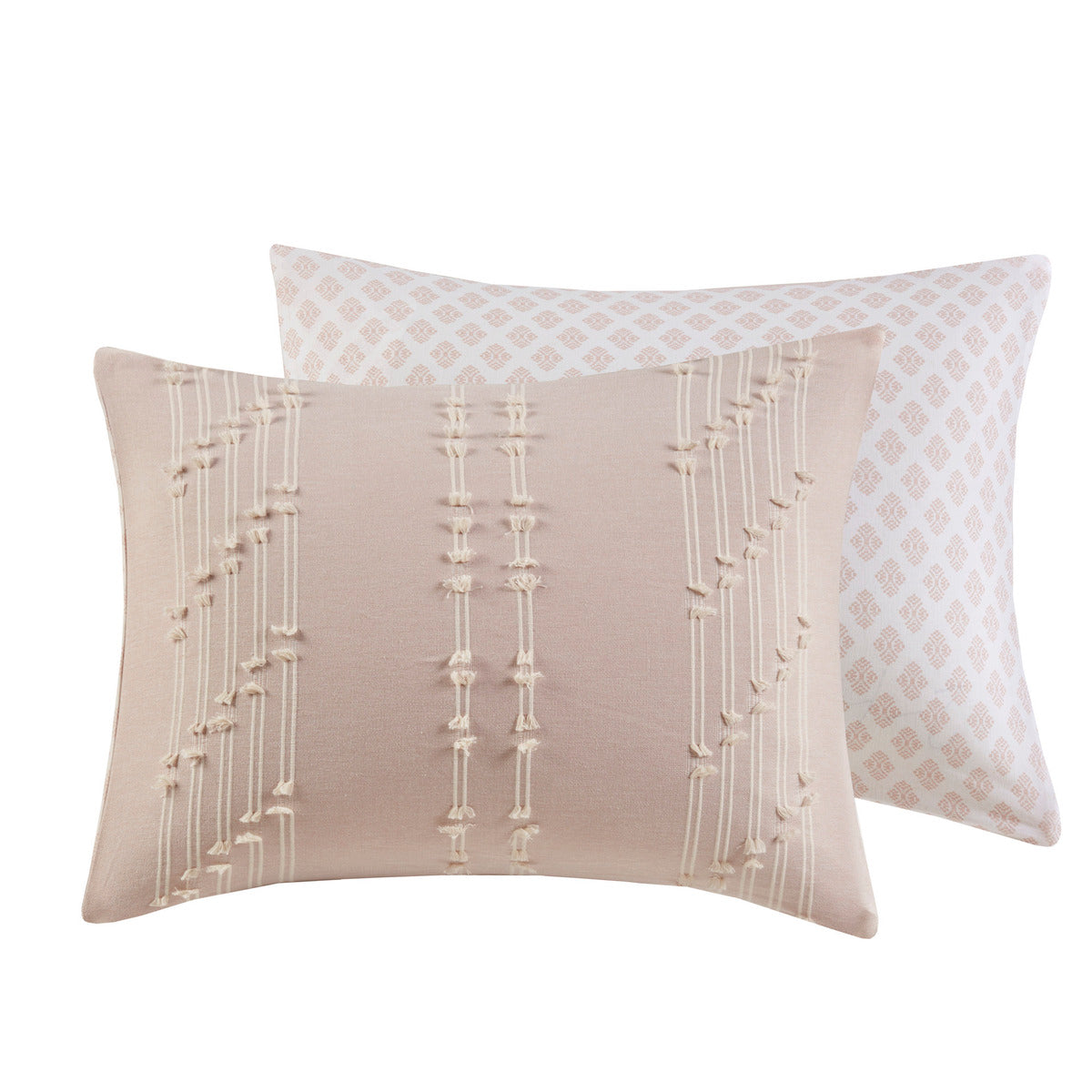 3 Piece Cotton Jacquard Comforter Set Blush King/Cal King