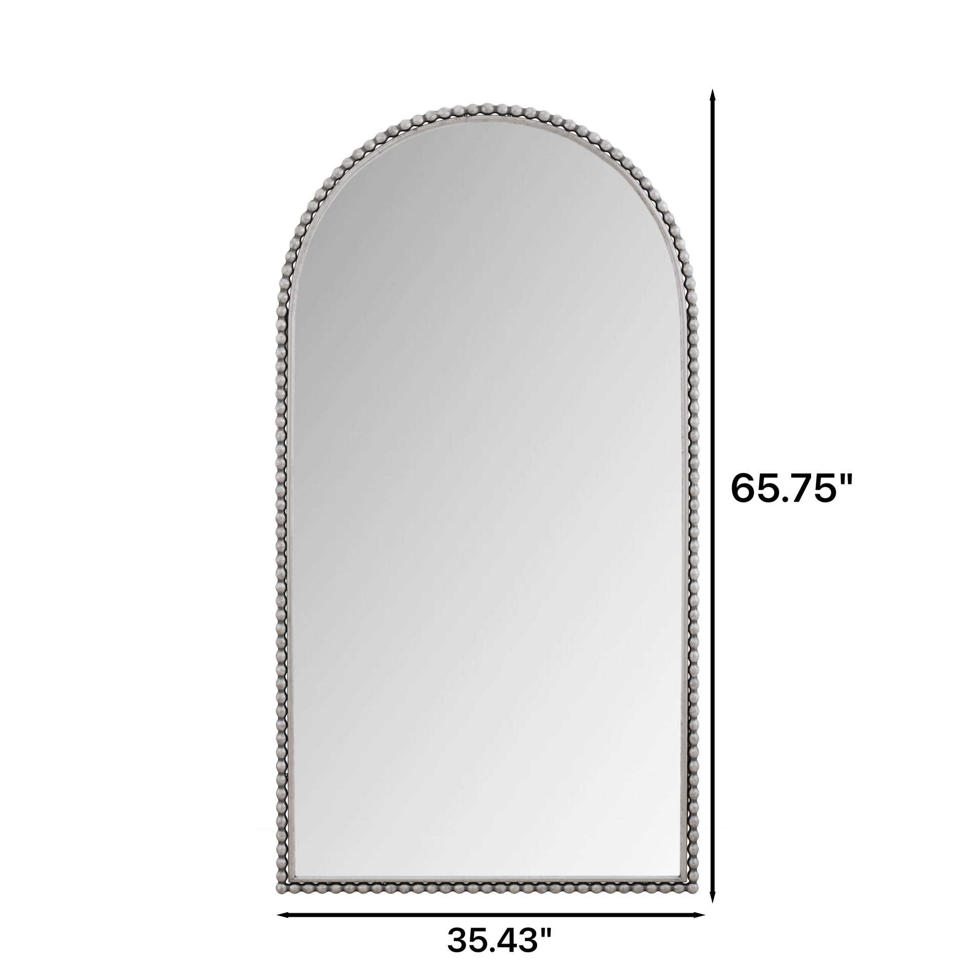 Iron Arch Retro Full Length Mirror With Supporting Feet, For Living Room, Bedroom (Silver)