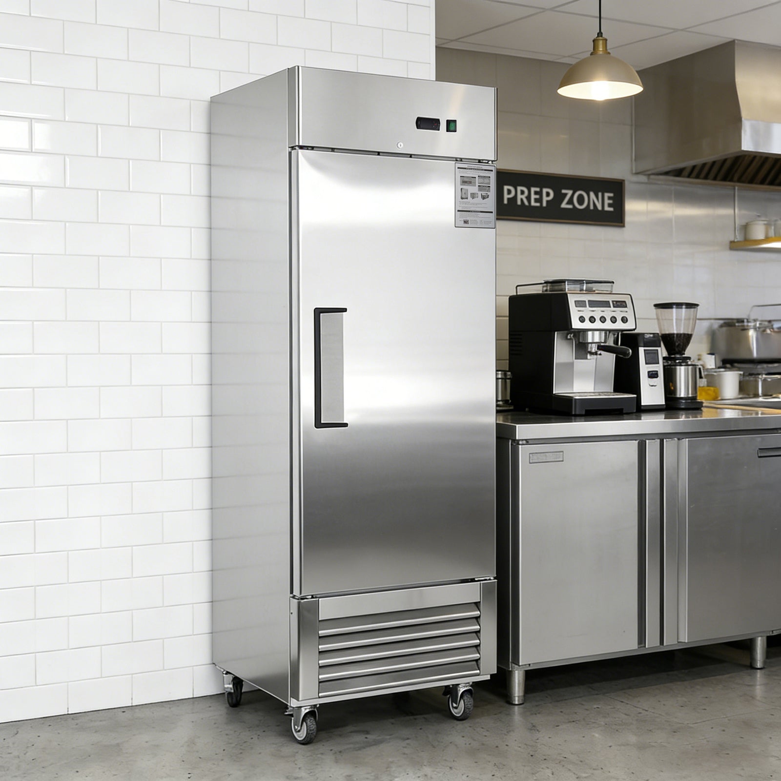 27"W Commercial Freezer Single Solid Door Stainless Steel Interior and Exterior Construction Reach-in Freezer 18.68 Cu.ft. Upright Fan Cooling Freezer for Restaurants and Commercial Environments