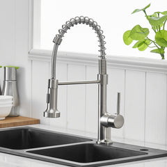 Commercial Kitchen Faucet with Pull Down Sprayer, Single Handle Single Lever Kitchen Sink Faucet