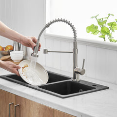 Commercial Kitchen Faucet with Pull Down Sprayer, Single Handle Single Lever Kitchen Sink Faucet