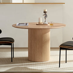 47,24 inch MDF Dining Table for Dining Room  Round Dinner Tables Mid-Century Modern Table OAK