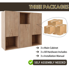36" Bathroom Side Cabinet,Soft Close Doors,Float Mounting Design,Imitative Oak,(KD-Packing)