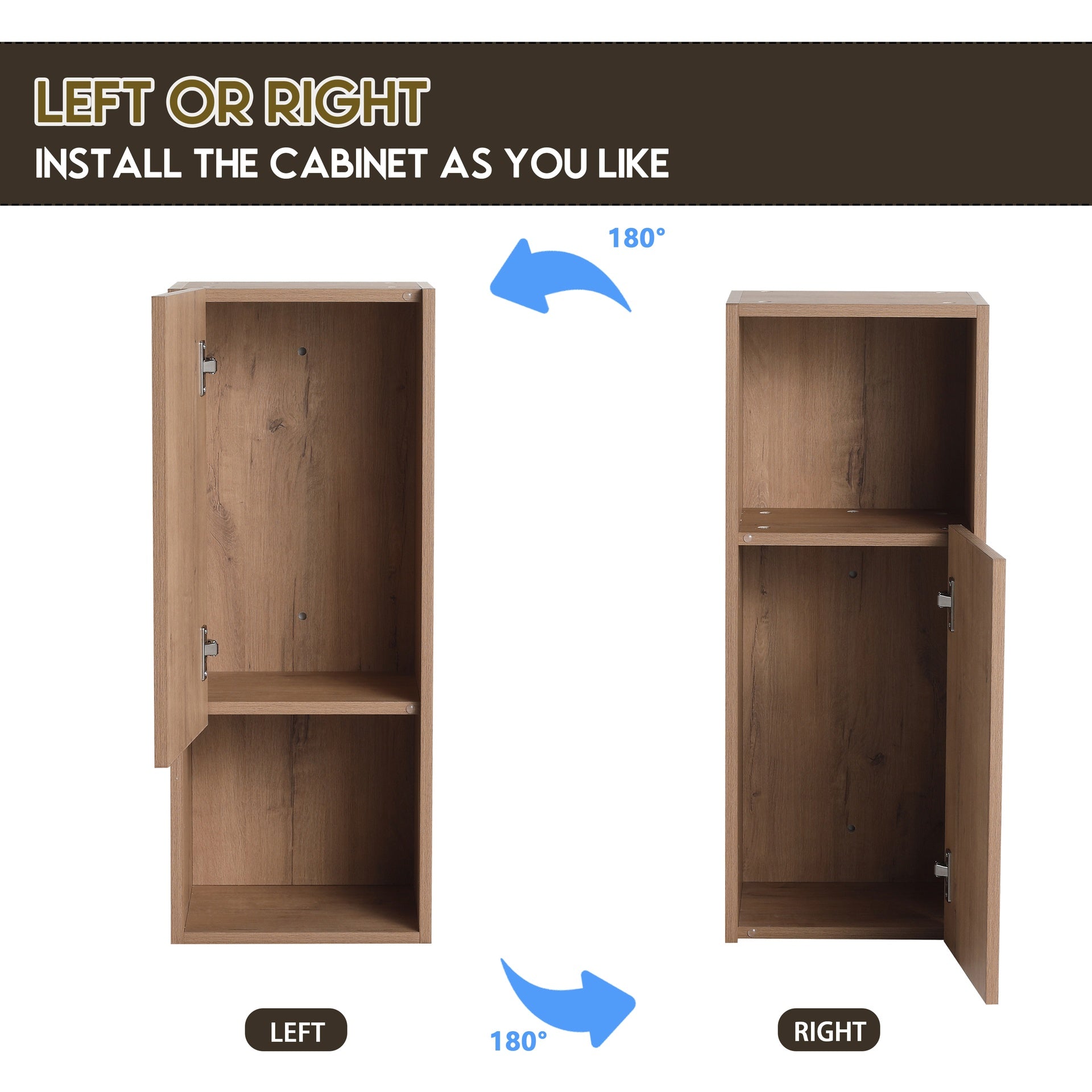 36" Bathroom Side Cabinet,Soft Close Doors,Float Mounting Design,Imitative Oak,(KD-Packing)