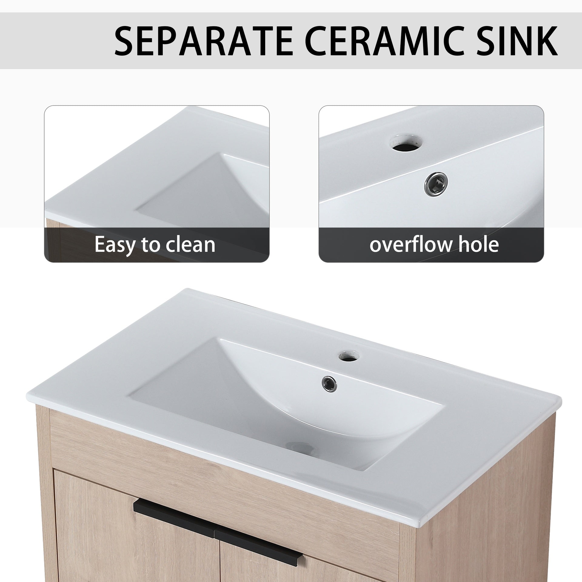72 Inch Freestanding Bathroom Vanity with Ceramic Sink and Storage Cabinets, Soft Closing Door, 02430*2+0312 Combination Cabinet, KD-Package