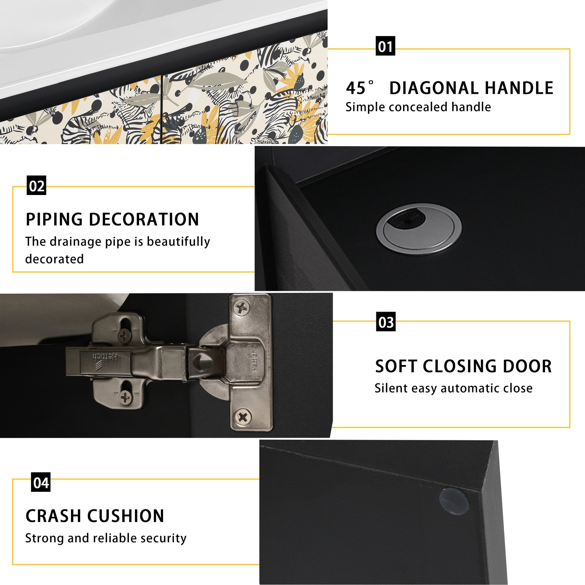 30'' Floating Wall-Mounted Bathroom Vanity With Ceramics Sink & Soft-Close Cabinet Door, KD-Package