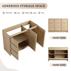 48" Freestanding Bathroom Vanity & 3 Soft-Close Cabinet Doors, Plywood, Dune Oak (KD-PACKING)-Excluding Sink