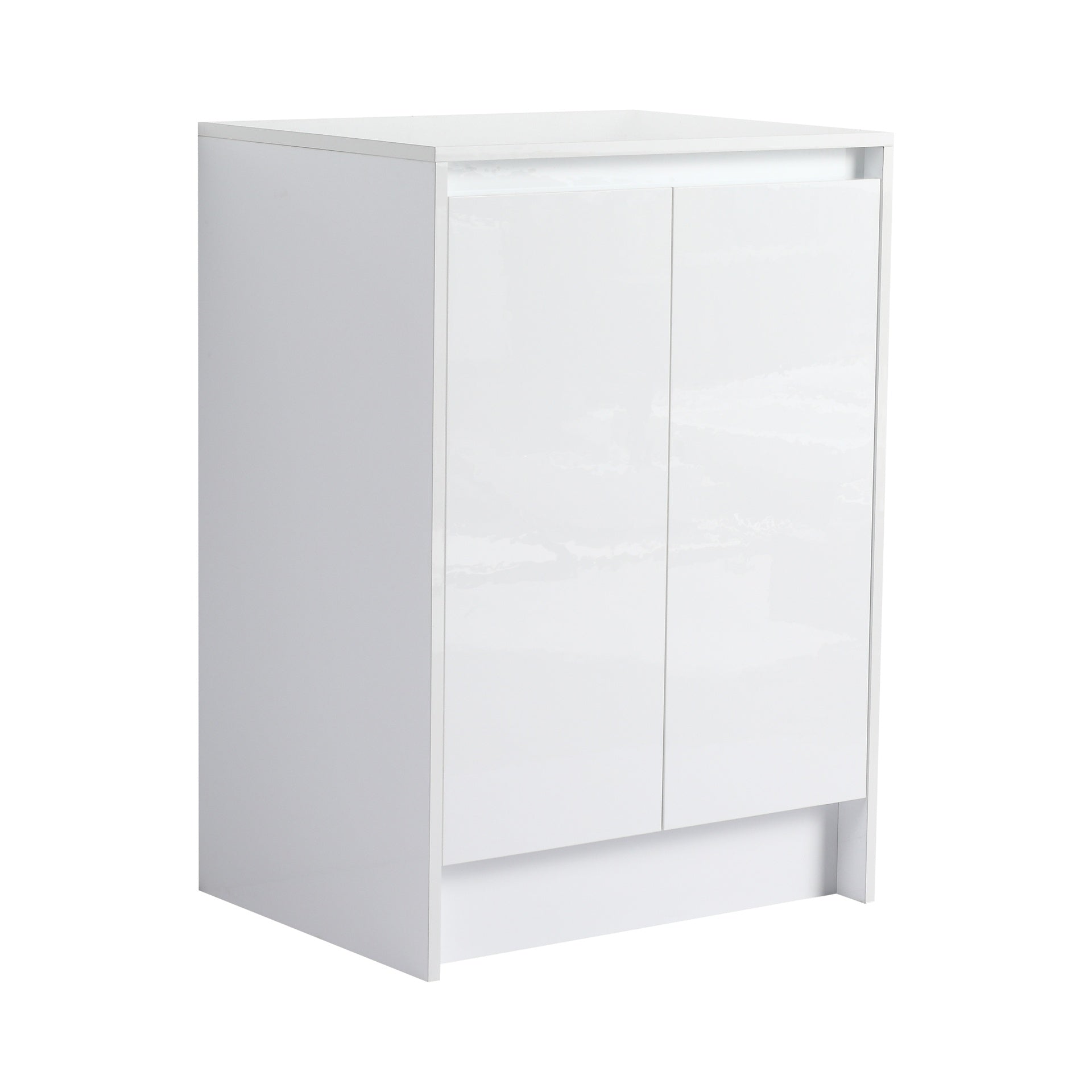 24" freestanding Bathroom Storage Cabinet, 2-Soft Close Doors, Glossy White,(KD-Packing)