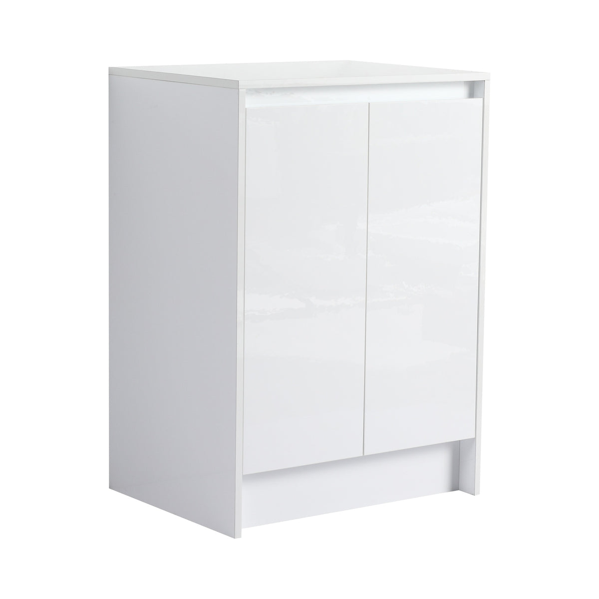 24" freestanding Bathroom Storage Cabinet, 2-Soft Close Doors, Glossy White,(KD-Packing)