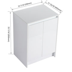 24" freestanding Bathroom Storage Cabinet, 2-Soft Close Doors, Glossy White,(KD-Packing)