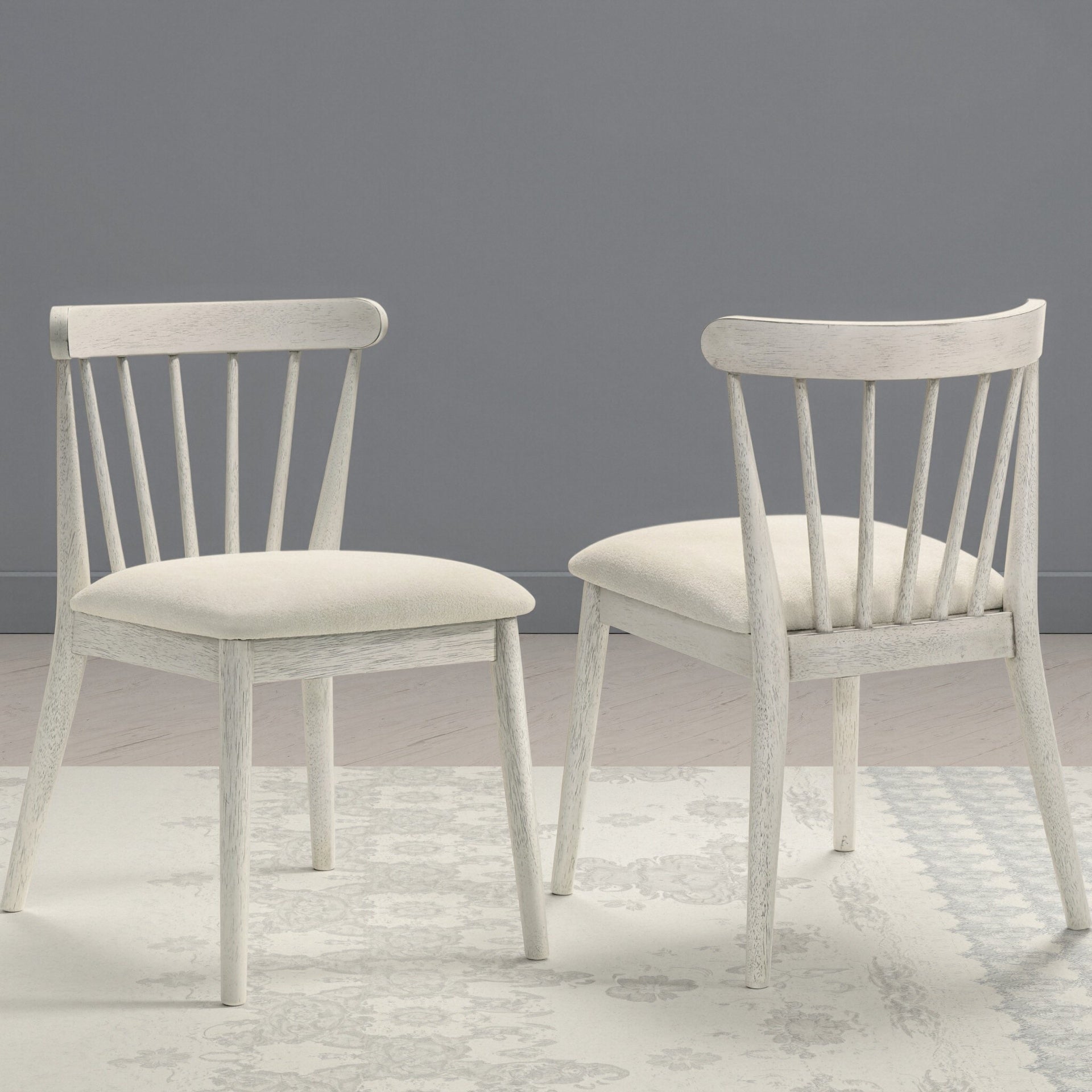2-Piece Rustic Dining Side Chair Set, Solid Wood Frame, Farmhouse Design, Easy Assembly