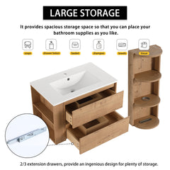 30" Wall-Mounted Bathroom Vanity With Sink and Storage Rack, 2-Soft Close Drawer,00612IMO-05530IMO Combination Cabinet(KD-Packing)