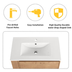 30" Wall-Mounted Bathroom Vanity With Sink and Storage Rack, 2-Soft Close Drawer,00612IMO-05530IMO Combination Cabinet(KD-Packing)