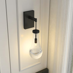 Wall Sconces, Black Wall Sconces Modern Bathroom Lights, Sconces Wall Lighting with Clear Glass, Wall Mounted Light Wall Lamp for Living Room Hallway Reception Desk