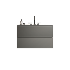 TIA 30" Wall Mount Space grey Bathroom Vanity with Ceramic Sink with Three Faucet Holes, Large Storage Floating Bathroom Vanity for Modern Bathroom, Pre-assembled