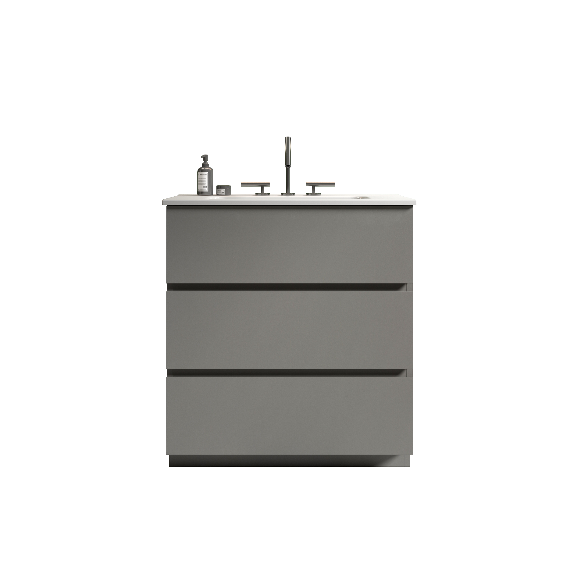 Tia 30" Gray Bathroom Vanity with Sink with 3 Faucet Holes, Large Storage Freestanding Bathroom Vanity for Modern Bathroom, One-Piece White Sink Basin without Drain and Faucet, Pre-assembled