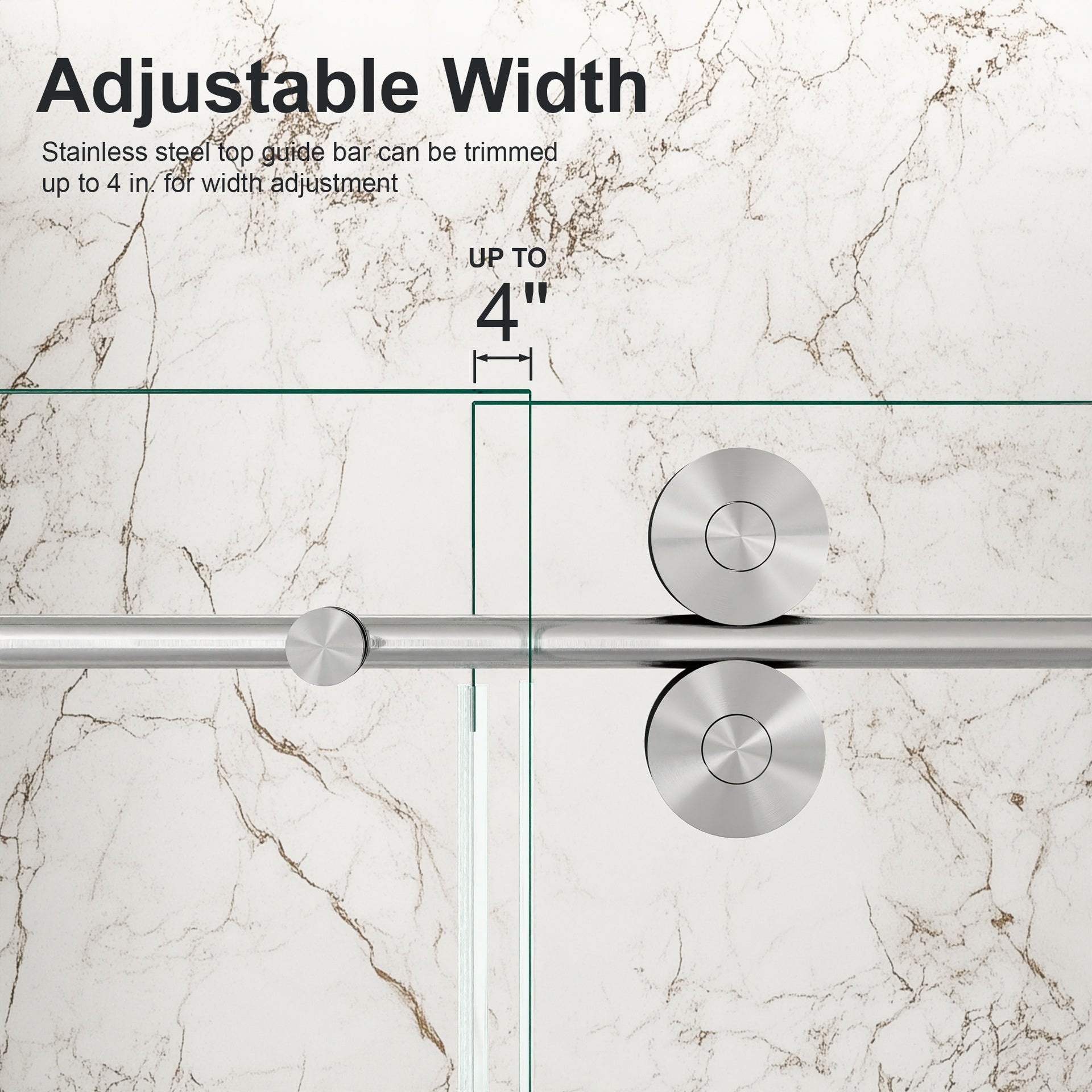 56"-60"W x 72"H Frameless Single Sliding Shower Door – 5/16" (8mm) Clear Tempered Glass, Bypass Design with Brushed Nickel Finish