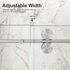 56"-60"W x 72"H Frameless Single Sliding Shower Door – 5/16" (8mm) Clear Tempered Glass, Bypass Design with Brushed Nickel Finish