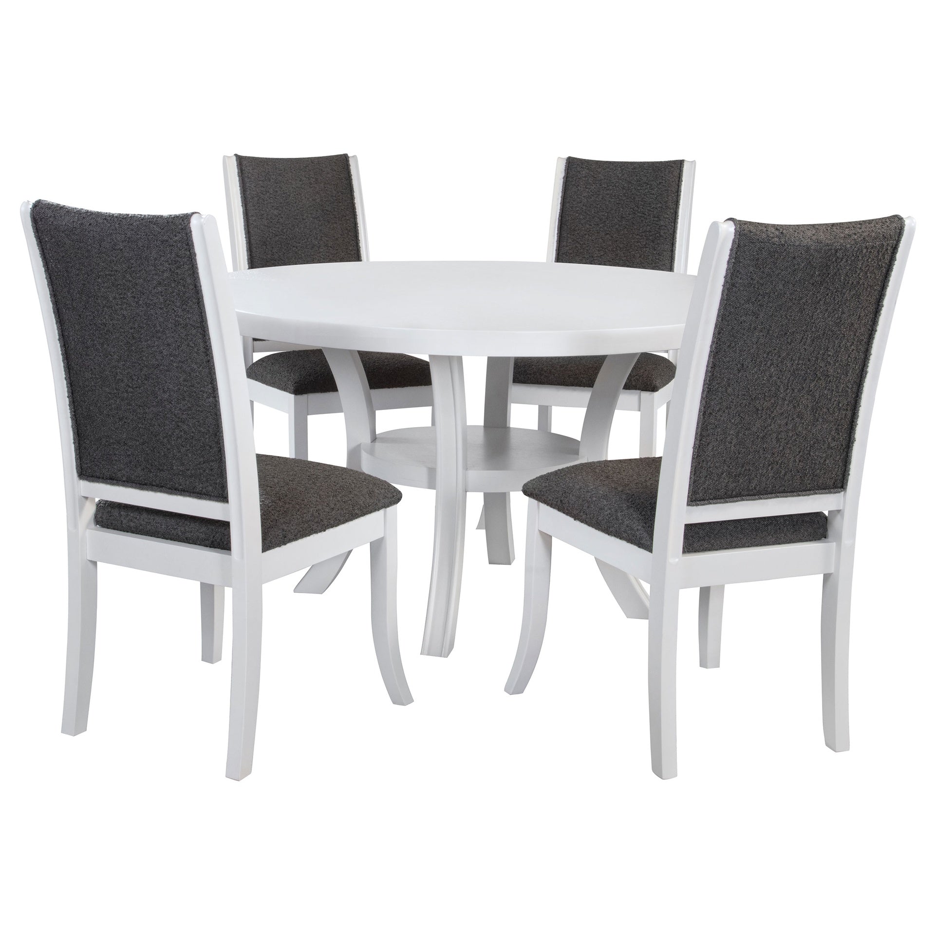 Tyler Pearl White 5-piece Round Wood Dining Table Set
