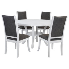 Tyler Pearl White 5-piece Round Wood Dining Table Set